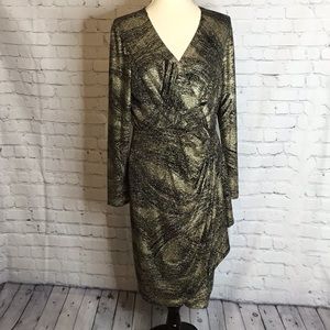 London Times Gold and Black Metallic Cocktail Dress